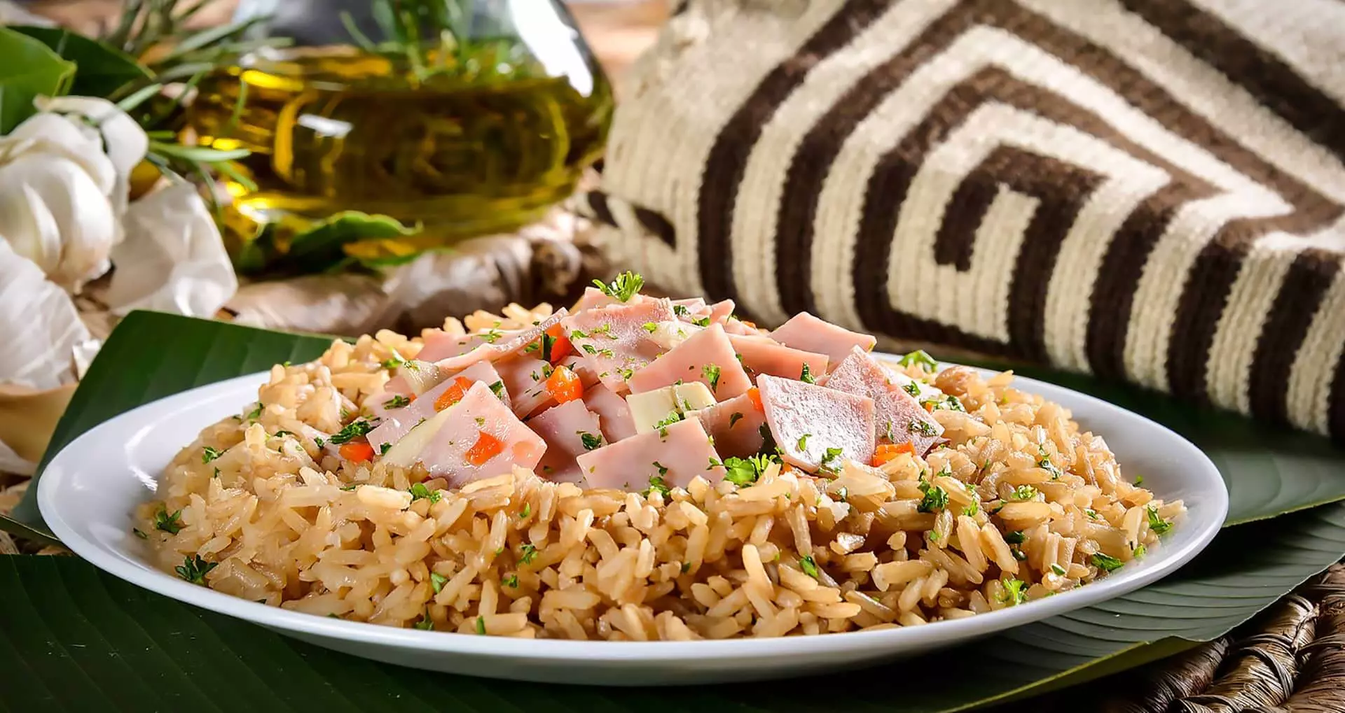 Arroz con champiñones - jamón Cunit - receta de arroz