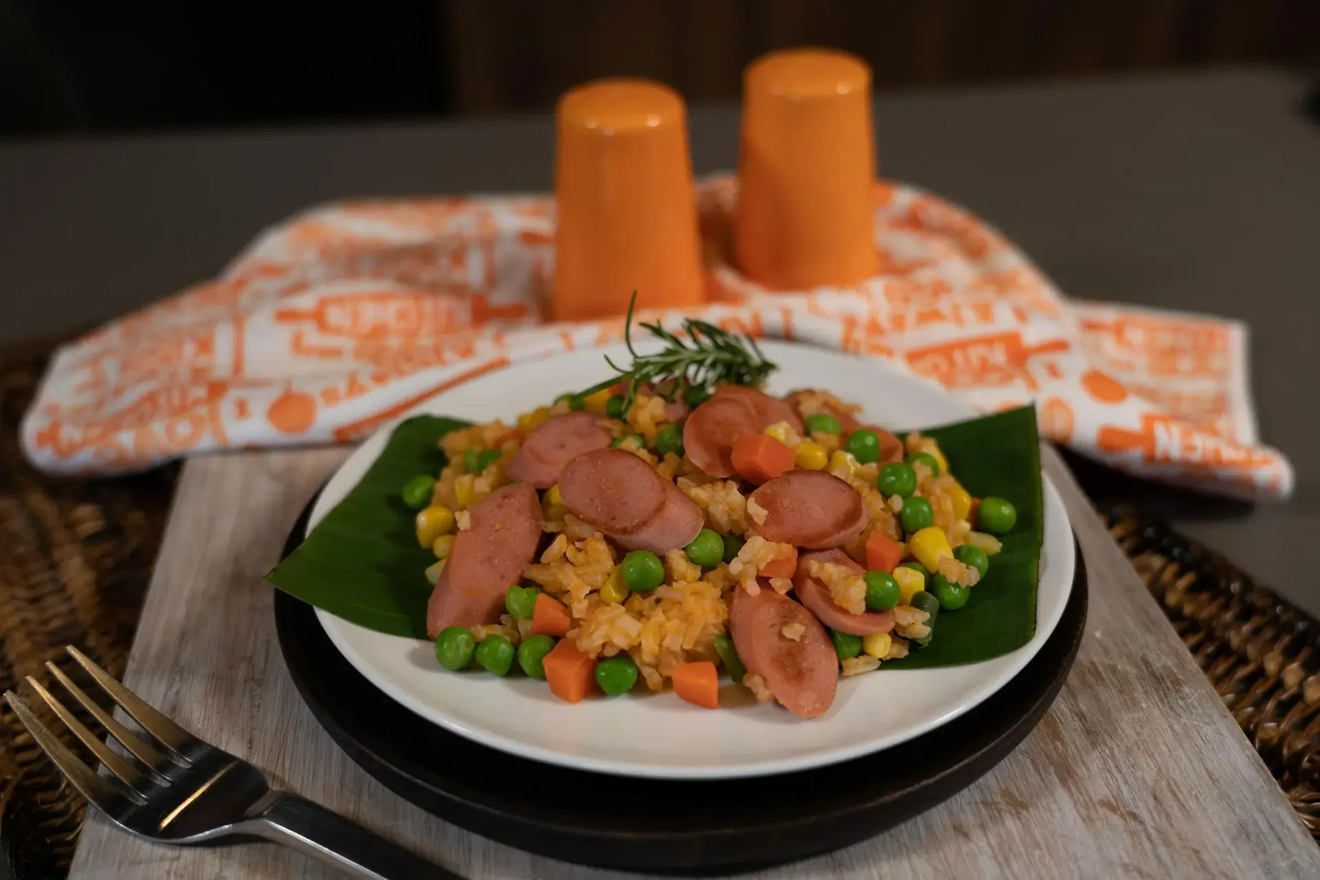 Arroz con fideos y salchicha XL